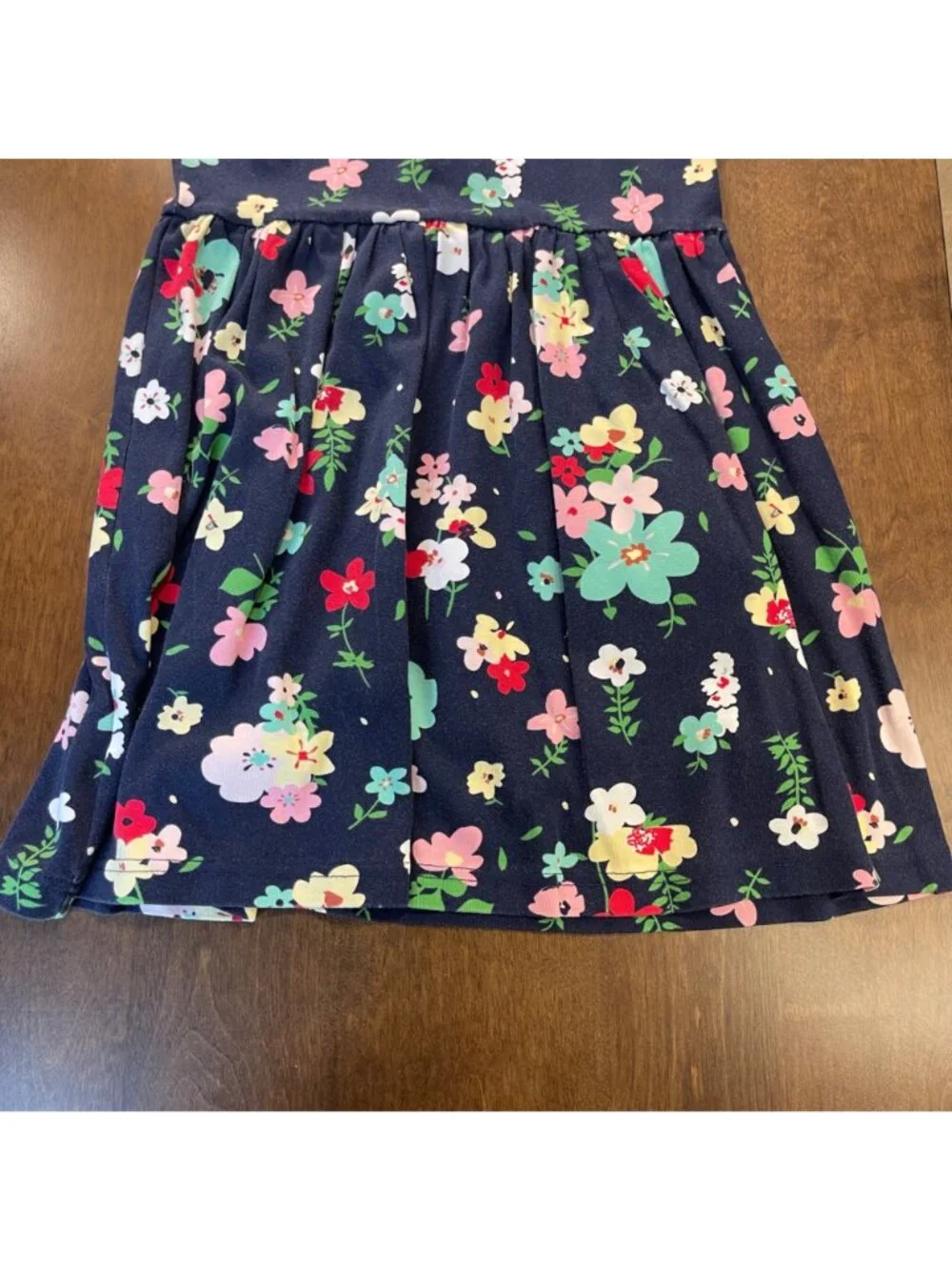 Hanna Andersson Navy Floral Play Dress Girl's Size 130cm (US 8) Knit 100% Cotton